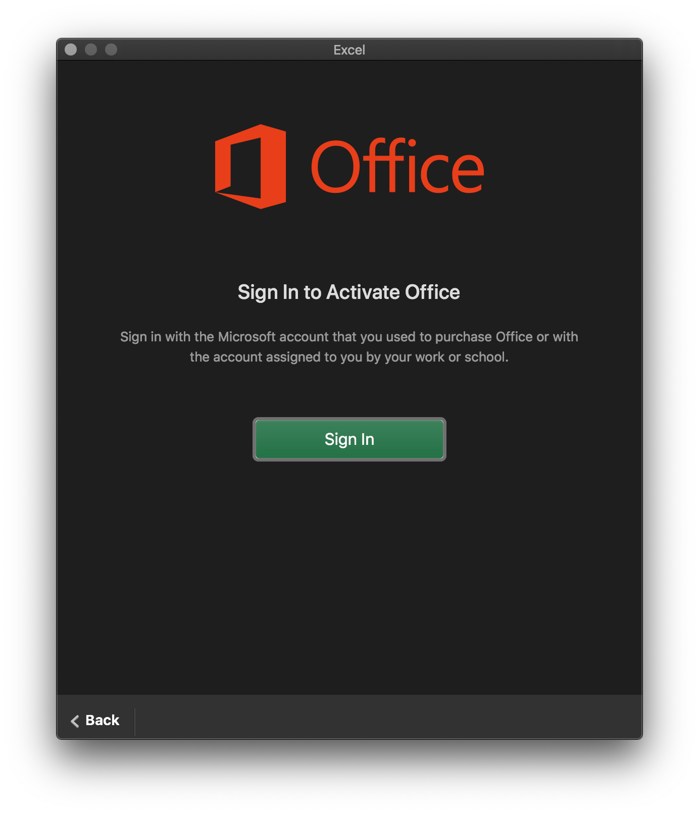 microsoft office for mac acivation email address